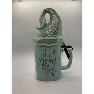 Rae Dunn Disney Princess Ariel It's a Mermaid Thing Mug Iridescent w/Tail Topper
